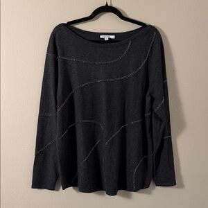 Chico's Ball Chain Pullover Sweater Gray Womens Size 3 (XL)